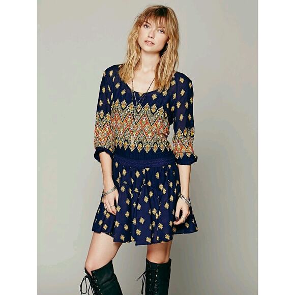 Free People Dresses & Skirts - NWOT Free People Midnight Combo Multicolor Enid Dress Size XS Retails $128